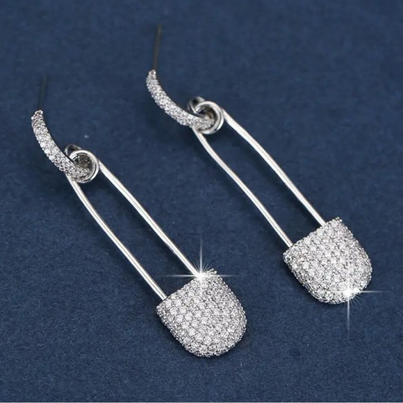 Jewelry - Silver Plated Safety Pin Earrings